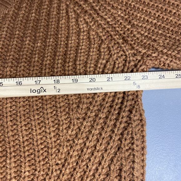 American Eagle Sweater M Brown Chunky V Neck Pullover Neutral Minimalist Cozy - Picture 7 of 8